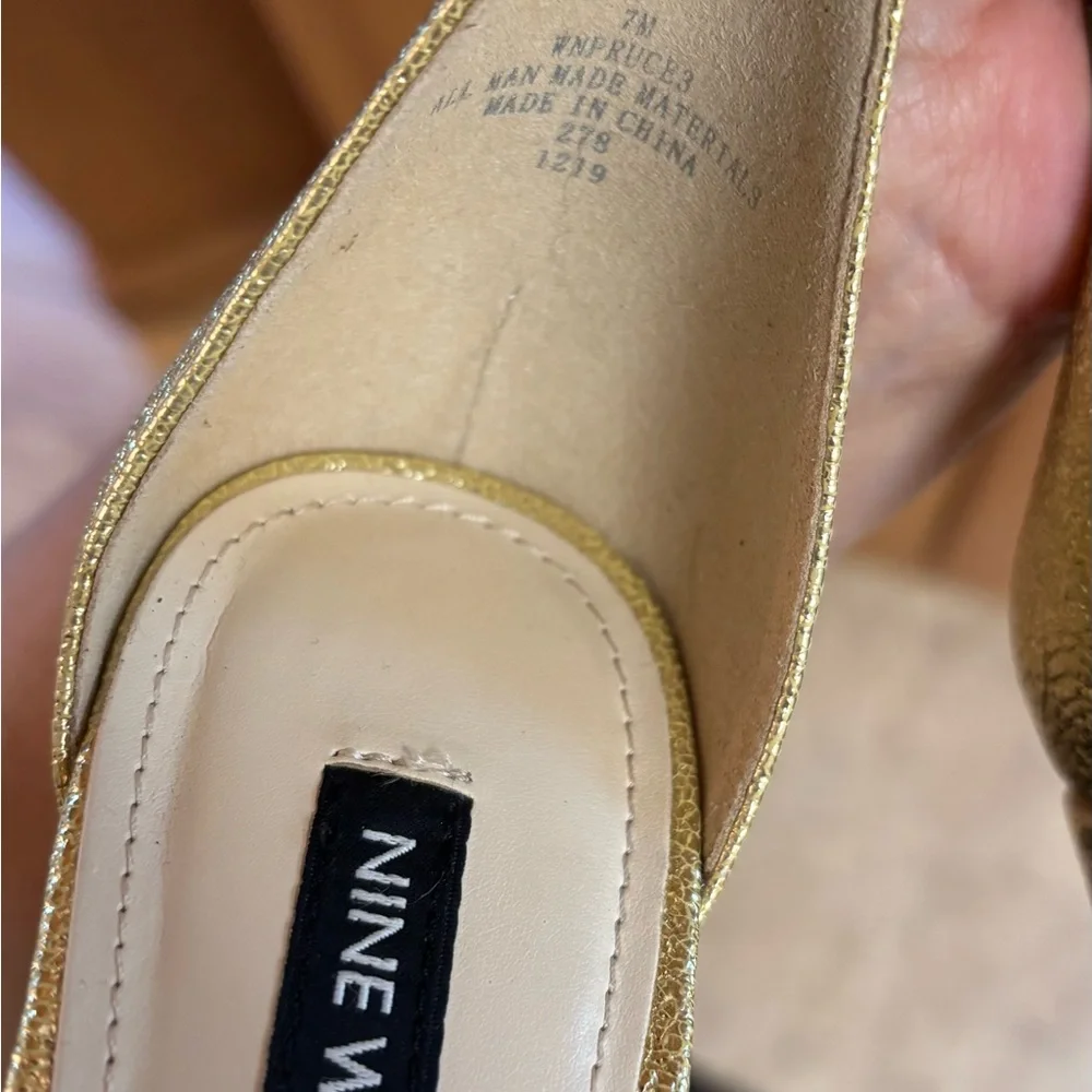 Nine West Pruce Sandal sparkling glitter shoes high block heels - Picture 7 of 7